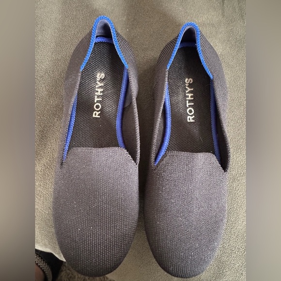 Rothy's The‎ Kids Loafer Girl's Slip On Shoes Size 4 Black Solid Blue - Picture 1 of 5